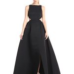 HALSTON-HERITAGE-Womens-Sleeveless-Boatneck-Structured-Gown-with-Slit-0