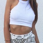 White Crop Top + Patterned Mini Skirt