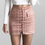 amber top white + lace up skirt