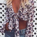floral top + ripped jeans
