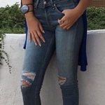 jeans + white high heels