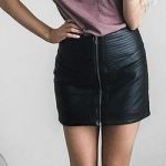 leather skirt + purple