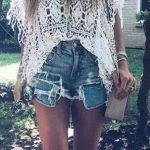 loose crochet top + cut offs