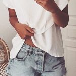 white wrap blous + cut offs